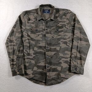 Abercrombie & Fitch Jacket Mens XXL 2XL Green Camo Military Field Y2K Cotton